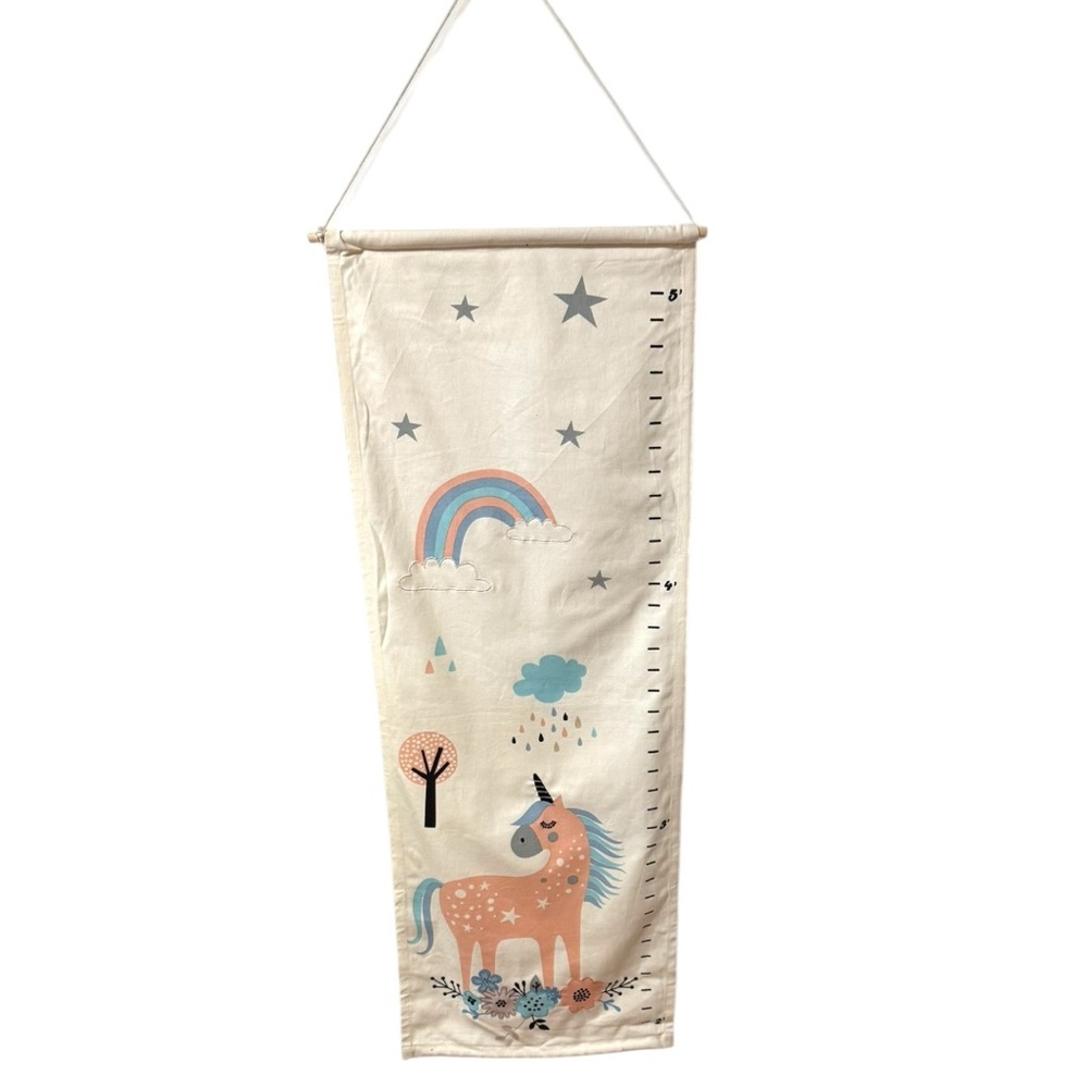 Cloth Height Hanging Chart Baby Little Girl Nursery Room Decor Unicorn Rainbow